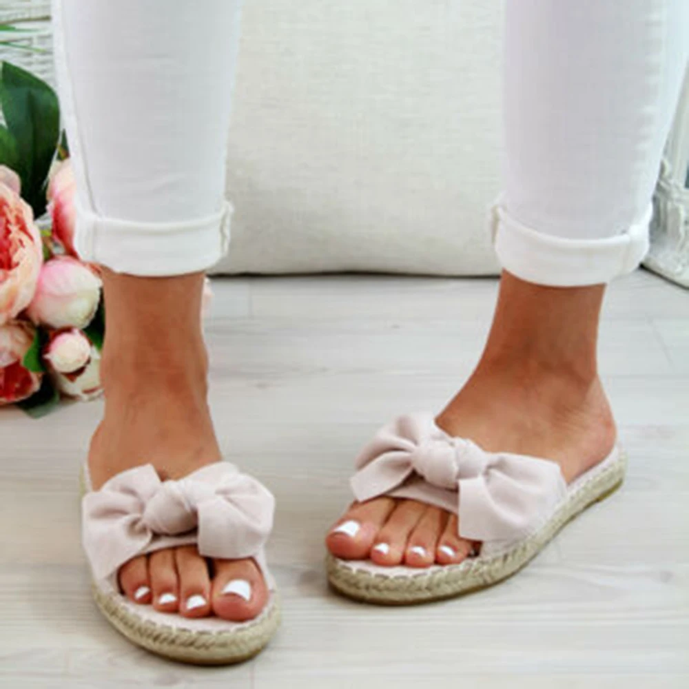 

Ladies Slippers Bow 2020 new Slippers Shoes Women Non-slip Slippers Summer Outdoor Flat Sandals