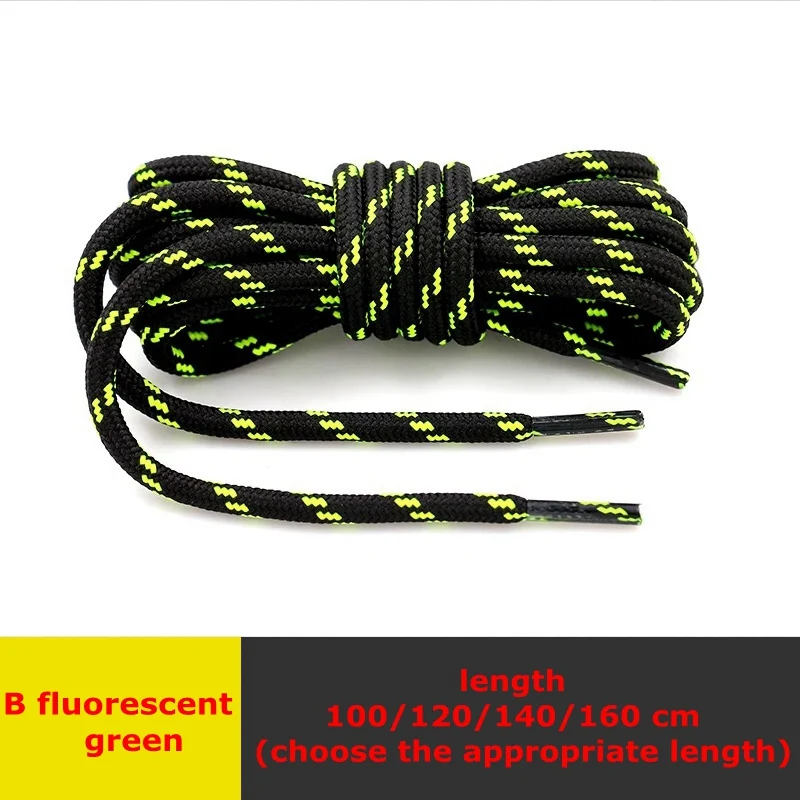 B fluorescent green 1 пара круглых шнурки для обуви унисекс, шнурки для обуви для отдыха, уличные походные кроссовки, шнурки для детей и взрослых, однотонные высококачественные шнурки для обуви - Цвет: B fluorescent green
