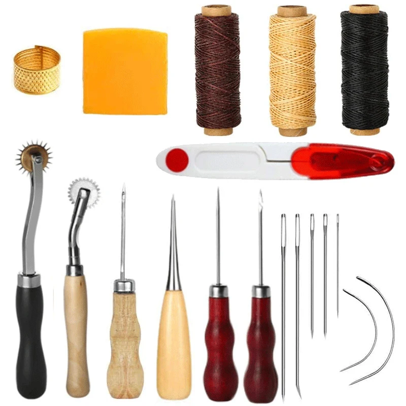 

13 Pcs Hand Sewing Stitching Punch Carving Professional Leather Craft Tool Kit Work Groover Set Accessories Leather DIY Tool Set