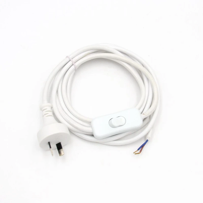 White 220 В AU Plug шнур питания с линейным выключателем текстильный кабель Электрический удлинитель - Цвет: White