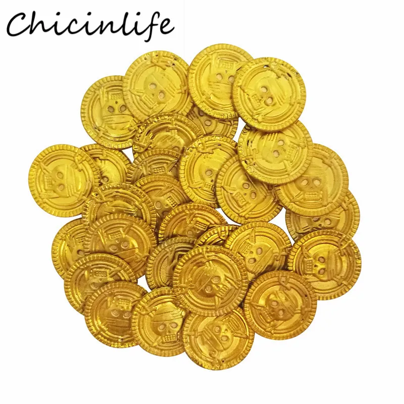 Chicinlife 30 шт./пакет Пластиковые Золотые и изображением пиратского символа монеты