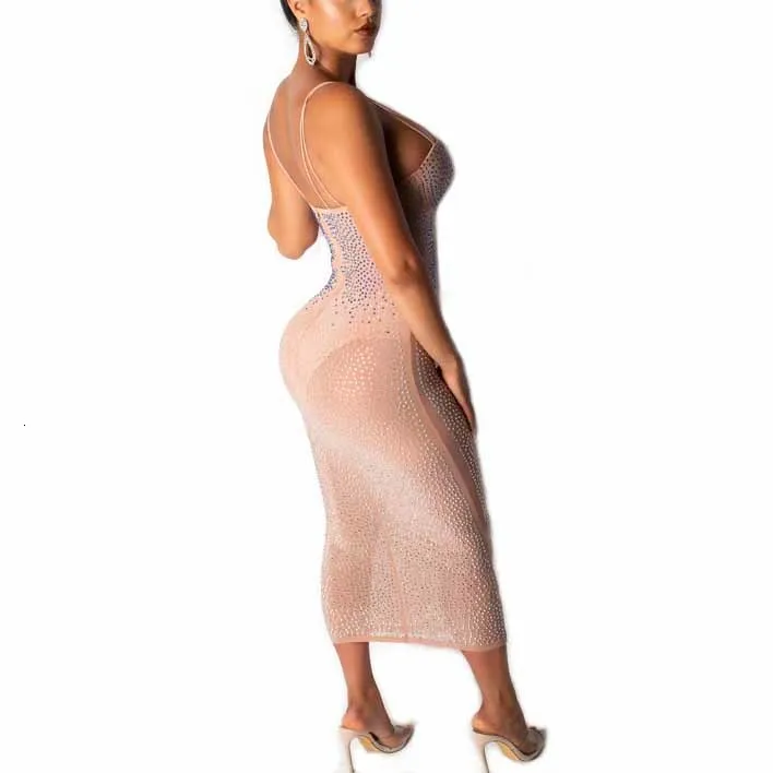 Женское платье на тонких бретельках длинное прозрачное Сетчатое с открытой