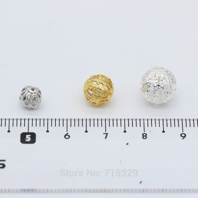 100p6mm 8 мм 10 золото с серебряным покрытием металлический бронзовая филигрань полый