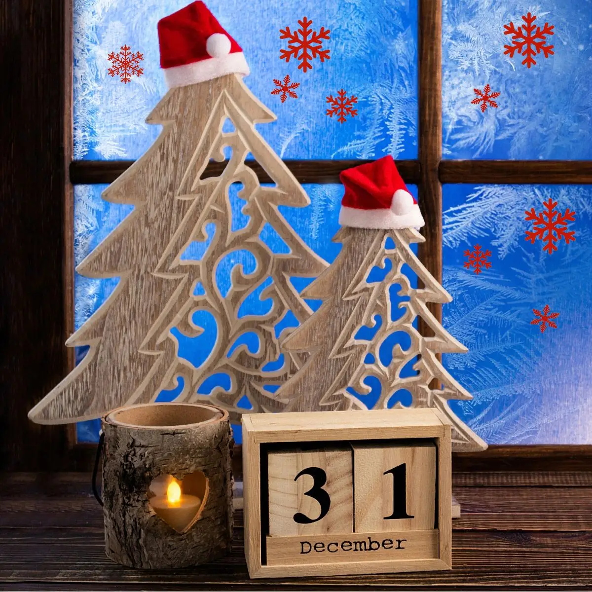 

1 Set of 4 Pcs Creative Snowflake Stickers Christmas Home Decorative Decals