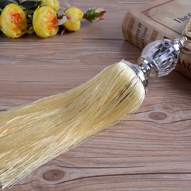 2PCS Curtain Tiebacks Holdbacks Rope Tie Backs Tassel Crystal Ball Decor Hanging Belts Ropes Window Supplies | Дом и сад