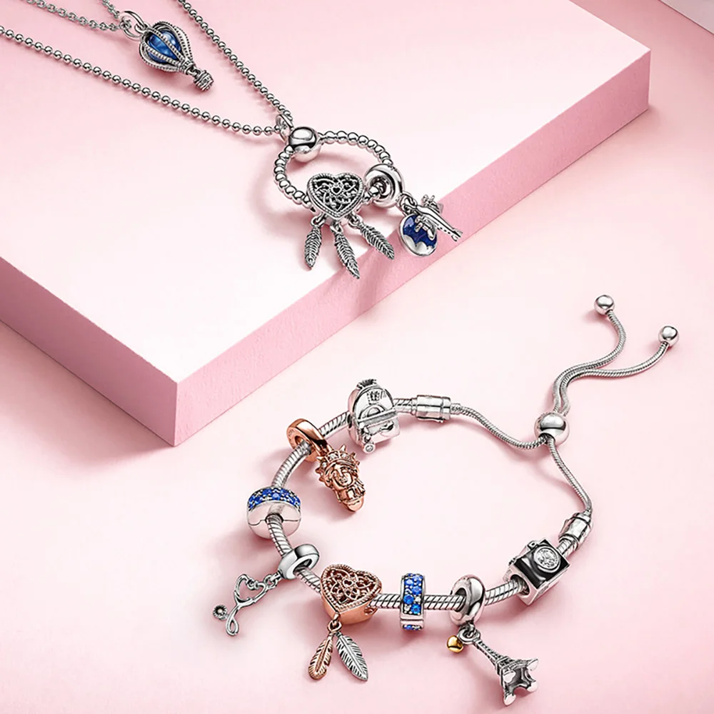 Volayer серебряные бусины 925 пробы в виде сердца с перьями стиле Ловец снов