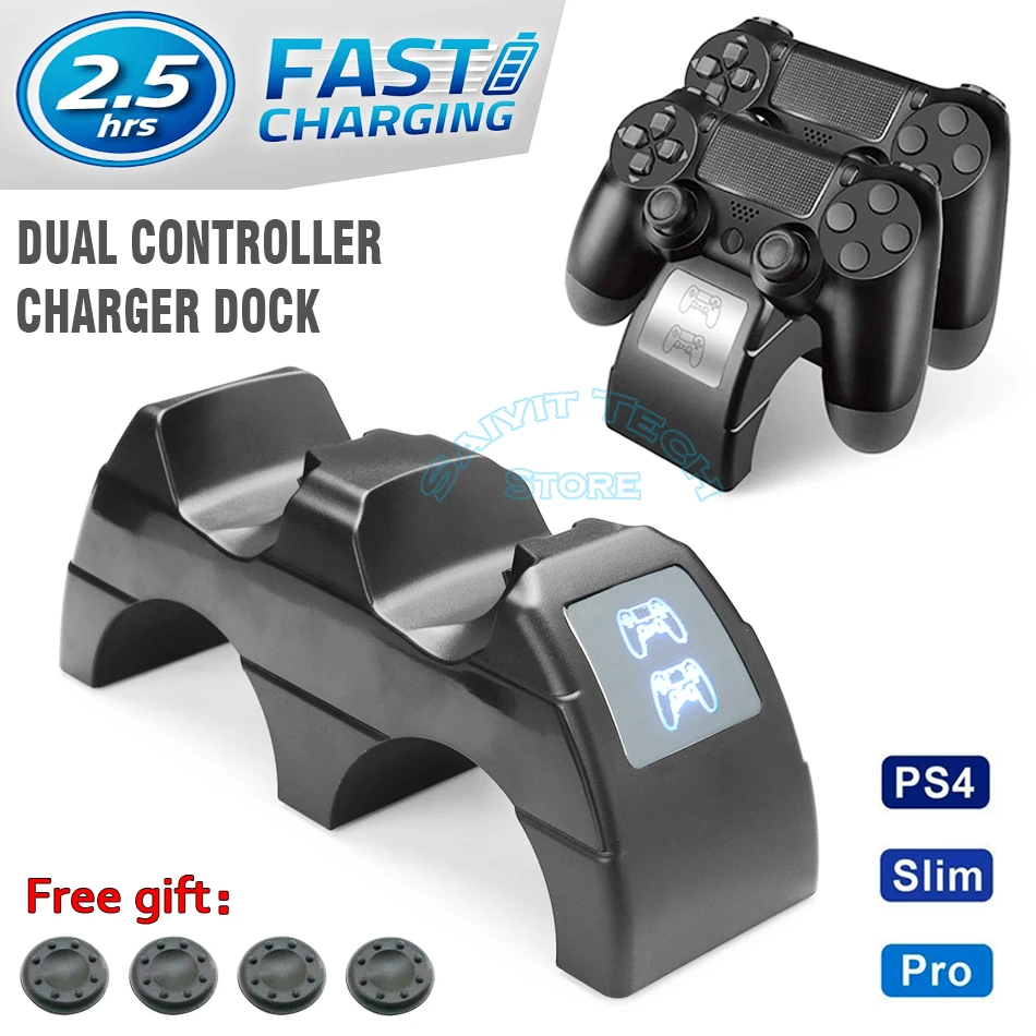 

PS4/Pro/Slim Dual Wireless Controller Charger&Joystick Gamepad Fast Charging Dock Stand for Sony PlayStation PS 4 DualShock 4