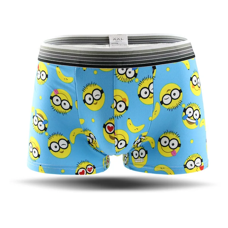

Sexy ice Silk Underwear Men Lovely Cartoon Print Boxer shorts Homme Male Comfortable Underpants Men's Boxers Breathable Panties