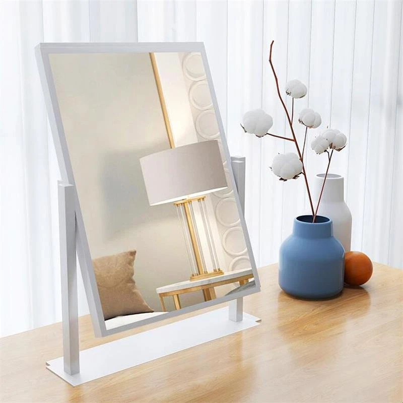 Nordic Rotatable HD Mirror Foldable Home Bedroom Bathroom Decor Makeup Metal Desktop Double-sided Cosmetic Dresser Espejo | Дом и сад