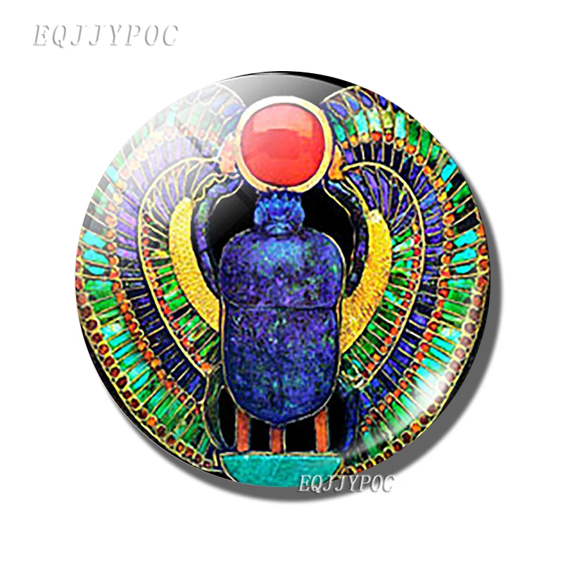 50 мм Древний Египет магниты на холодильник стекло Scarab Isis Anubis Cleopatra Scarab Египетский крест магнитные наклейки на холодильник Декор - Цвет: AS SHOW