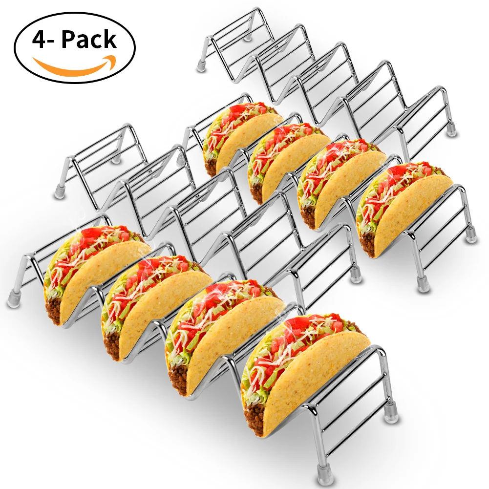 

Набор из 4 держателей Taco, стойка Taco из высококачественной нержавеющей стали для детей, жесткий или мягкий корпус Tacos 1 1 1 1 1 1 1 1