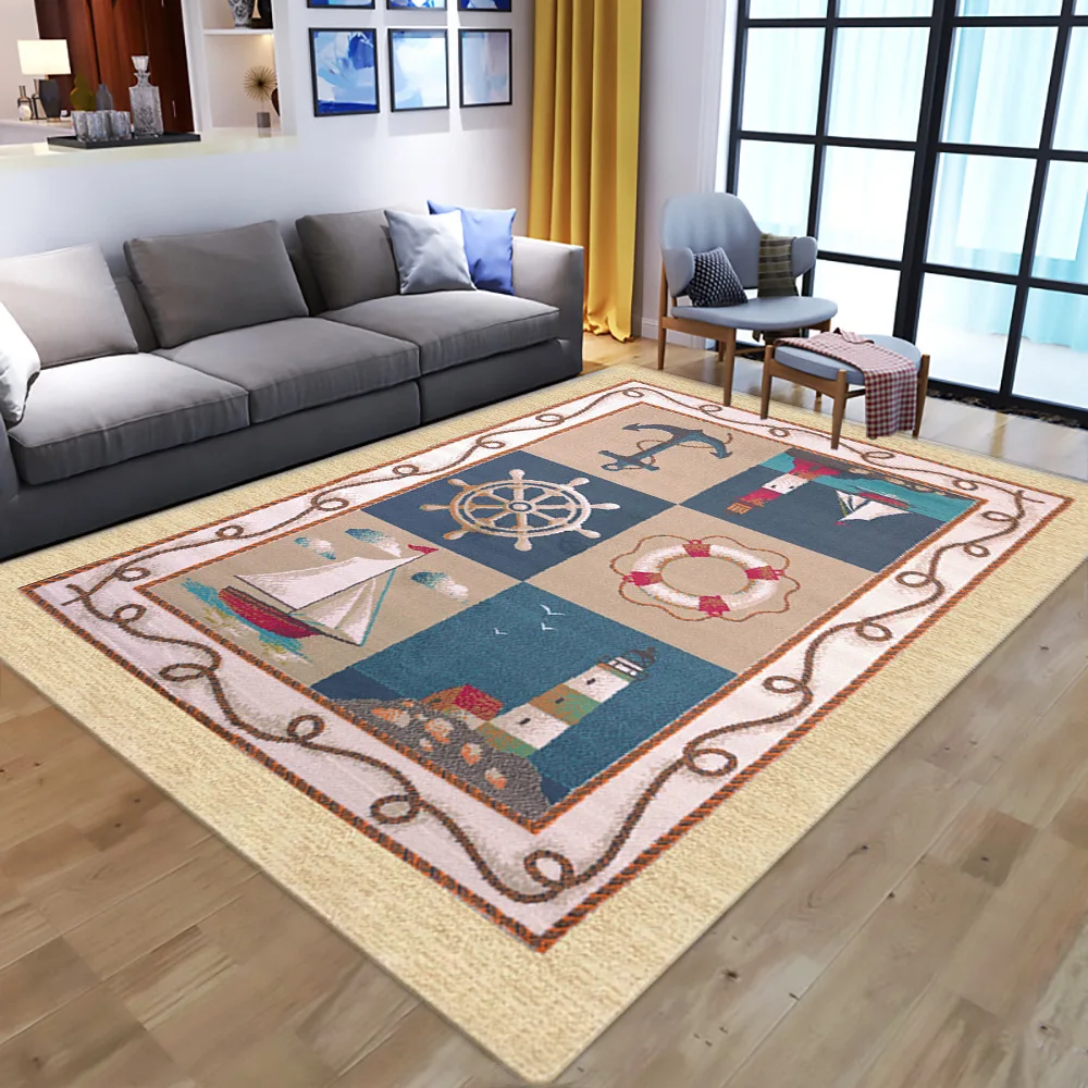 

nordic retro anchor carpet living room rug kids play rug non-slip rug bedroom 3d rugs soft sofa hallway parlor floor mat custom