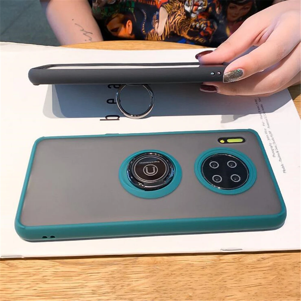 Прозрачный чехол для телефона с кольцом на палец Huawei Mate30 Pro P40 30 матовый из ТПУ