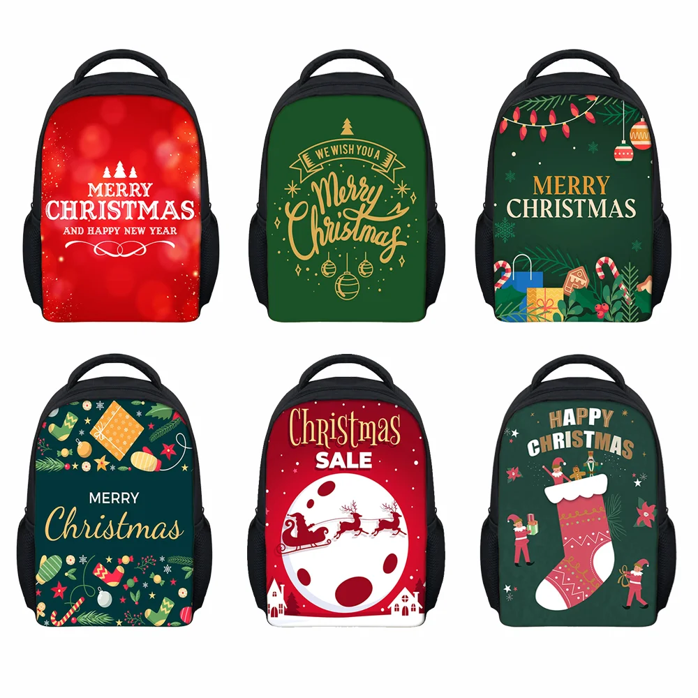 

Christmas creative children's Backpack School gifts polyester material bag cute pattern customizable