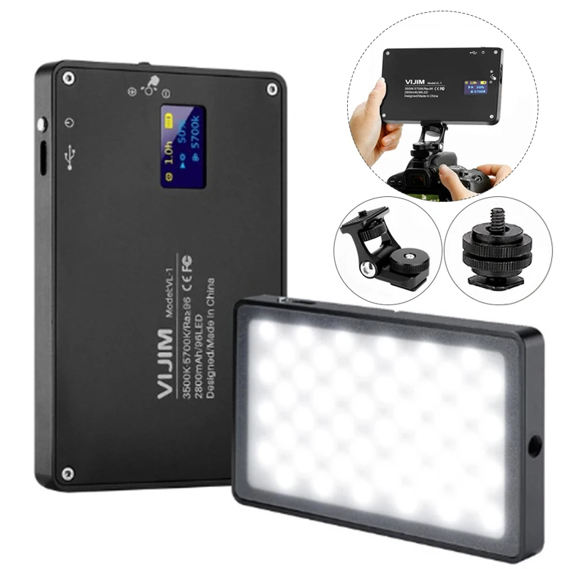 DSLR на камеру Ультра тонкий Dimmable светодиодный видео свет 96 шт. CRI96 O светодиодный дисплей с батареей на камере цифровая зеркальная камера освещение заполняющий свет