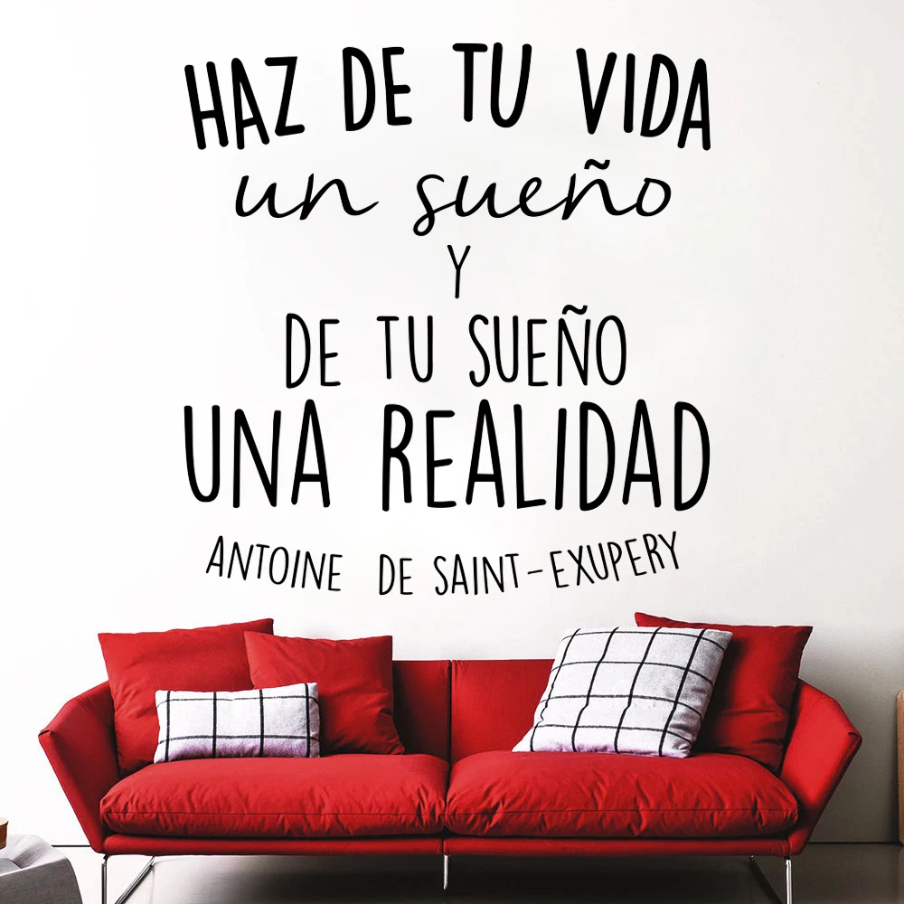 

Spanish Inspirational positive Quotes Vinyl Wall Sticker waterproof Life Dreams Art Decals For Spanish Home Decoration RU102