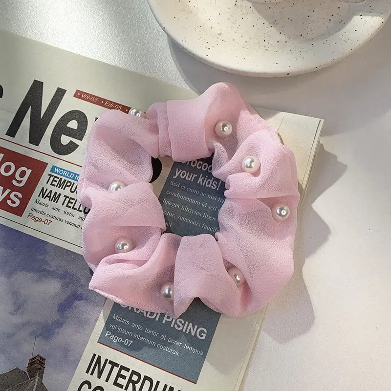 

Korean Style New Summer Women Pearl Large Intestine Hair Ring Cloth Head Rope Girls Sweet Simple Hair Accessories
