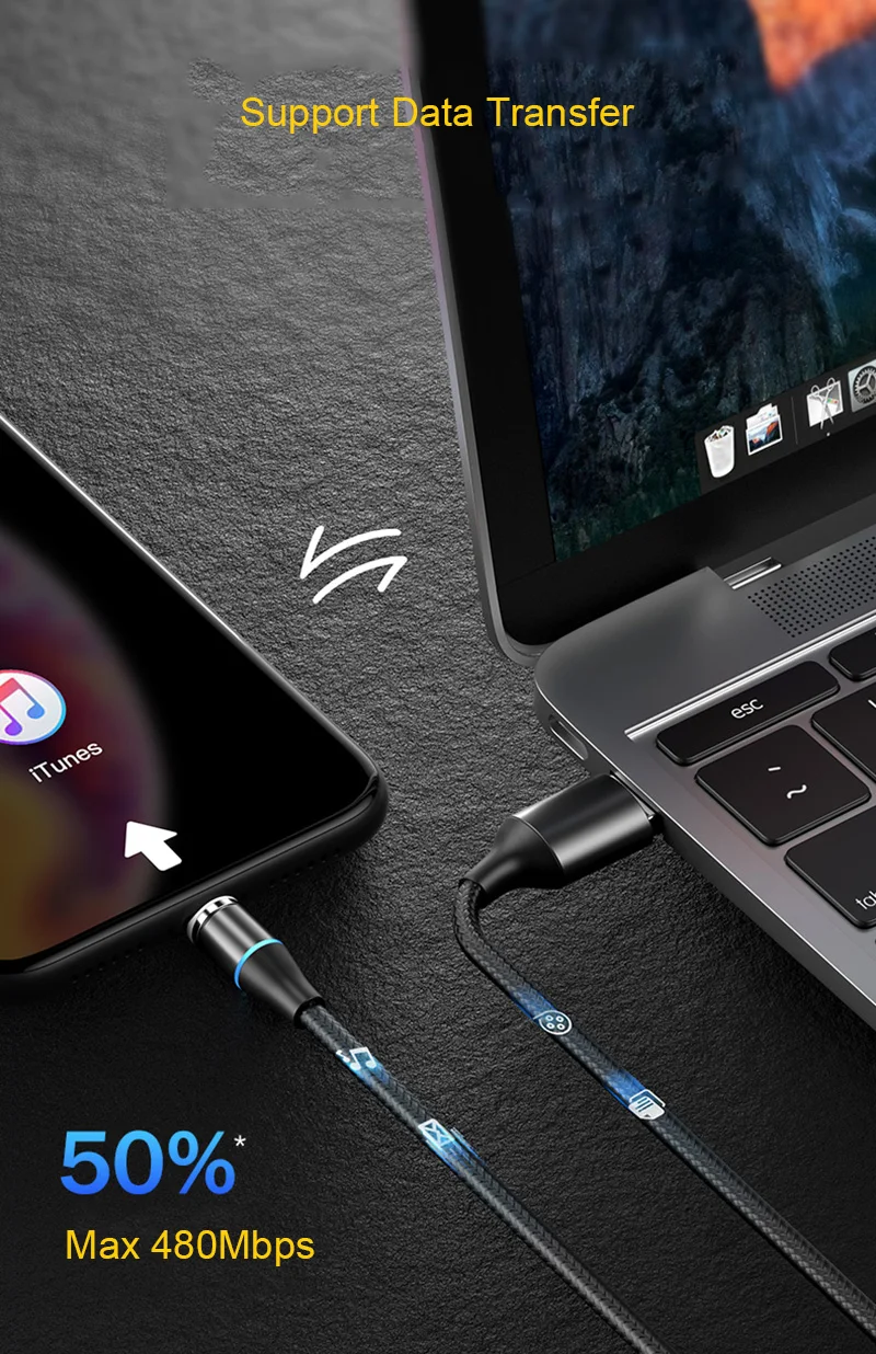Sarika S06 3A светодиодный магнитный Кабель зарядного устройства для iPhone 11 Pro Max Android Micro usb type C мобильный телефон Быстрая зарядка Магнитный кабель