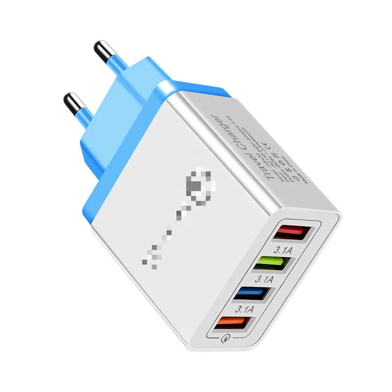 4-Порты USB Зарядное устройство для samsung iPhone huawei стены мобильного телефона 5 V/3.5A Универсальный адаптер быстрой зарядки CinkeyPro - Тип штекера: 4-Ports Sky Blue