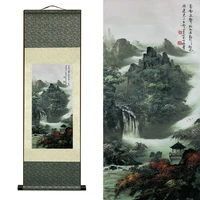 chinese style ink silk scroll painting silk reel rolling wall hanging art for wall picture decoration 39 in x 12 in