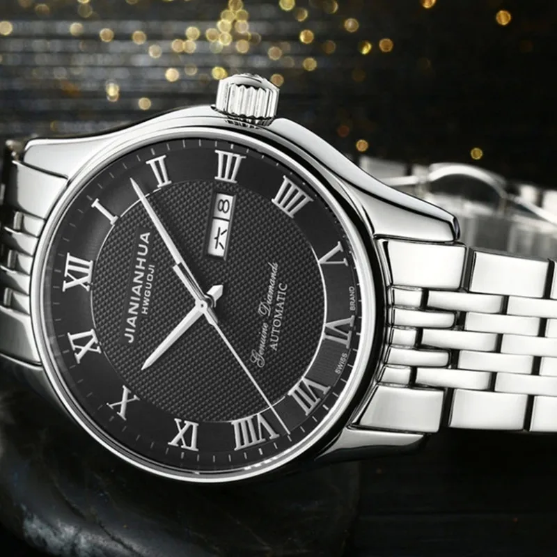 Elegant England Stylish Men Business Statement Watches Vintage Roman Numbers Automatic Calendar Wrist watch Water proof Montre