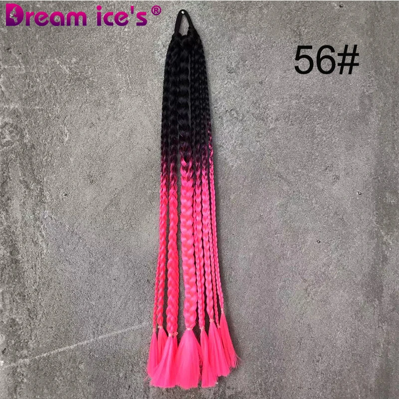

20 Inch Three Braided Ponytail with Rubber String Synthetic Hair Extensions Pony Tail Hairpieces 100g/Piece Spice Girls Cosplay