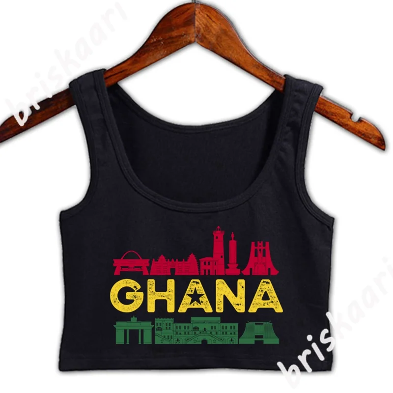 

Ghana Africa Travel Idea Crop Top Knitted Anti-Wrinkle Sexy Basic Solid Summer Style Euro Size S-2xl Tops Funny Casual Vest