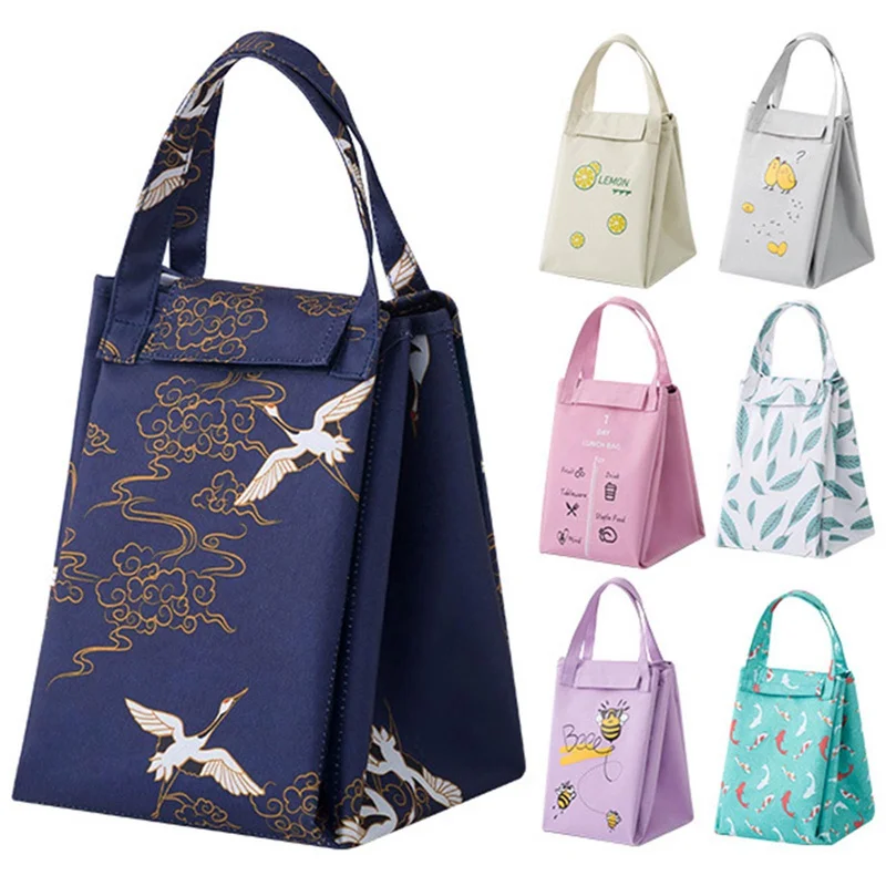 

Portable Collapsible Bento Lunch Bag Multicolor Bags Women Waterproof Hand Pack Thermal Breakfast Box Portable Picnic Travel Bag