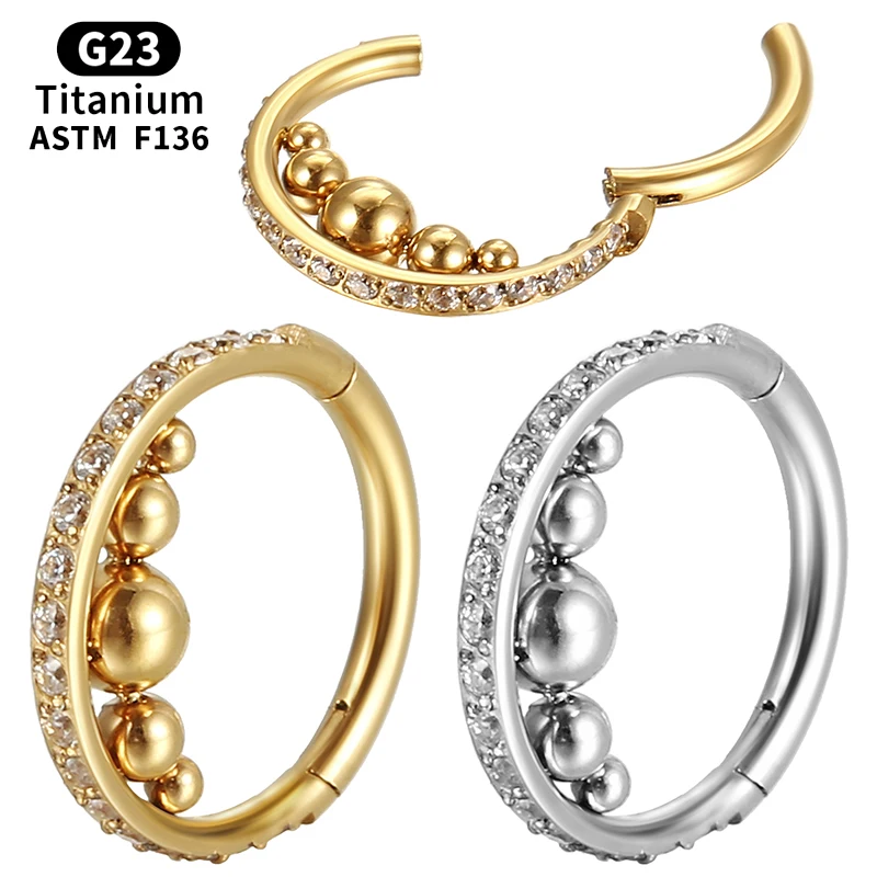 

G23 titanium nose ring bead zirconia earrings ladies hinge broken ear cartilage tragus lip nasal nail piercing body jewelry