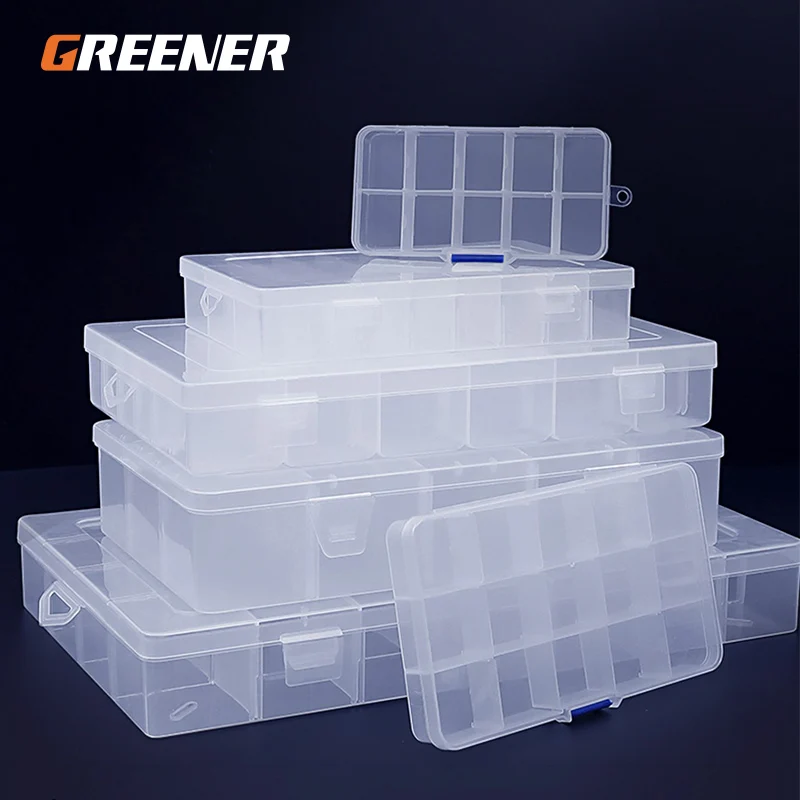 

GREENER Portable Removable Jewelry Tool Storage Box Container Ring Electronic Parts Screw Beads ​Organizer Plastic Case