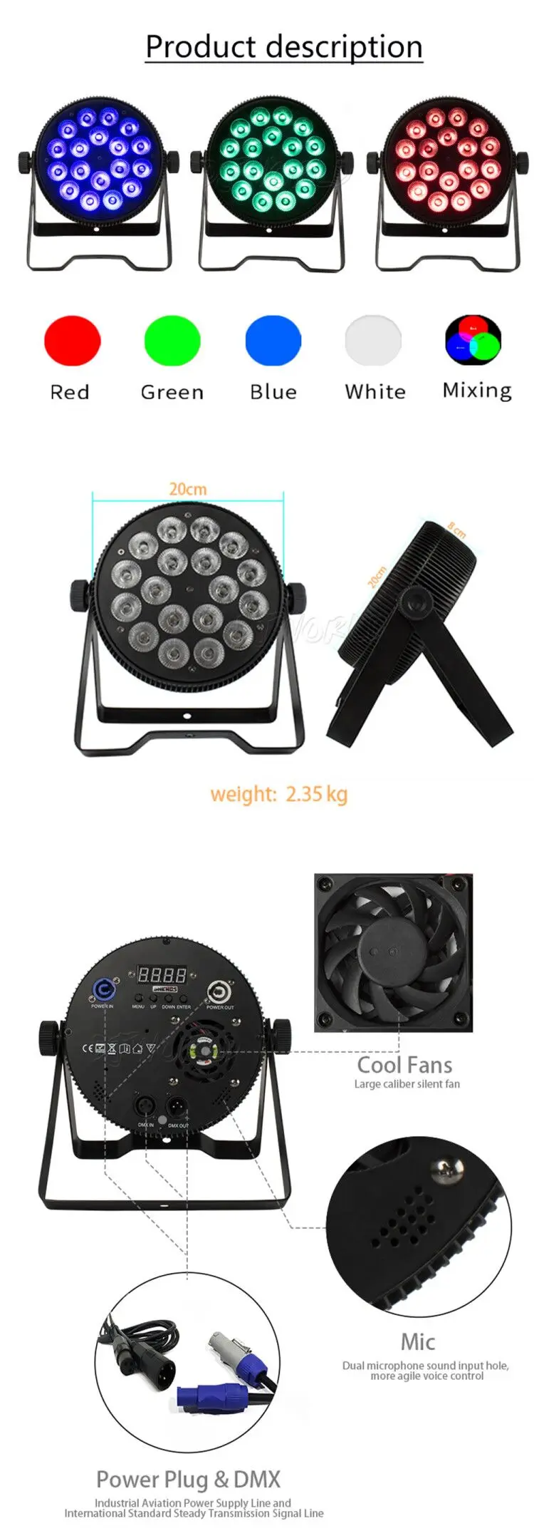 Djworld Высокое качество алюминиевый сплав светодиодный плоский Par 18x18 Вт 6в1 DJ Par DMX 512 свет для Dj диско-шар вечерние световые шоу танец
