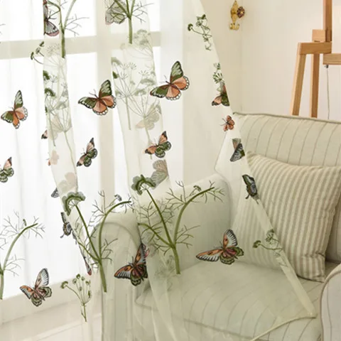 Вышитые оконные шторы с бабочками и цветочной отделкой занавески на заказ для
