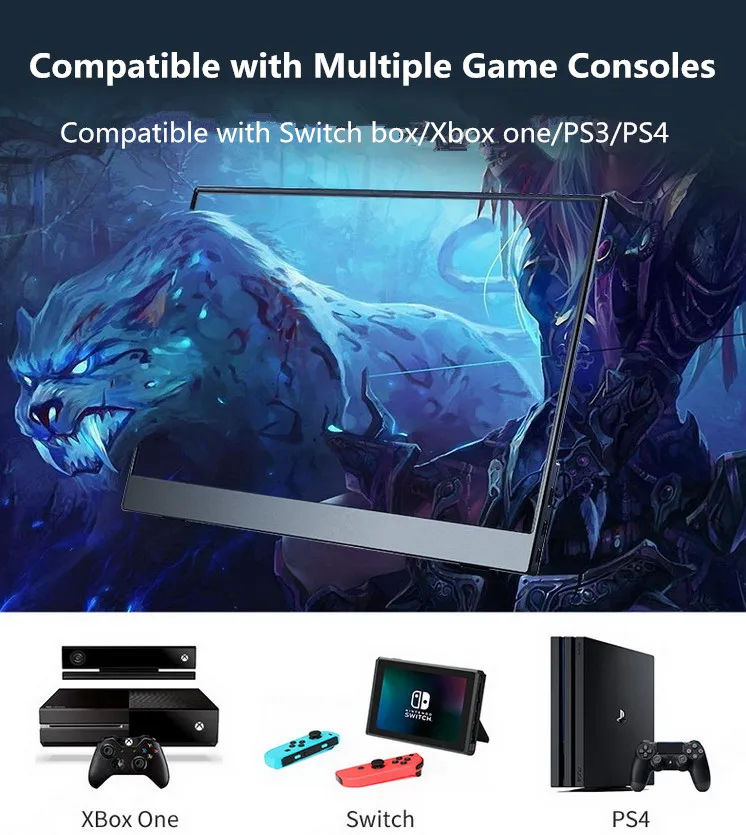 

15.6 inch Portable Monitor 1080p HDR IPS Gaming Monitor With USB Type C Mini Hdmi for Phone Laptop Pc Xbox Ps4