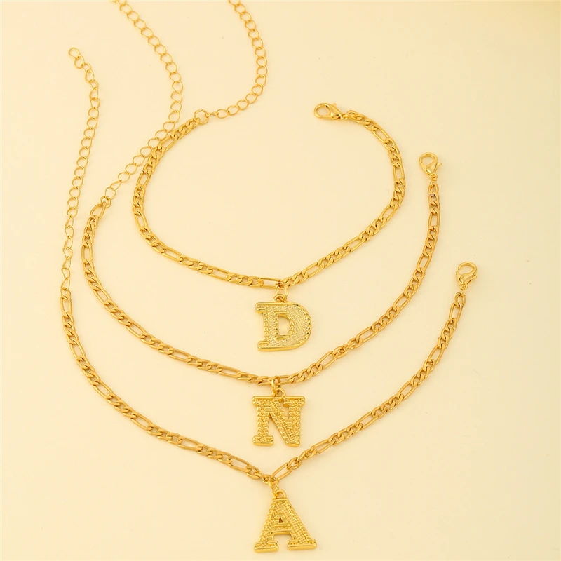 

New Initial A-Z Anklets Bracele for Women Gold Stainless Steel Letter Leg Chain Alphabet Anklet Foot Jewelry Gifts Wholesale