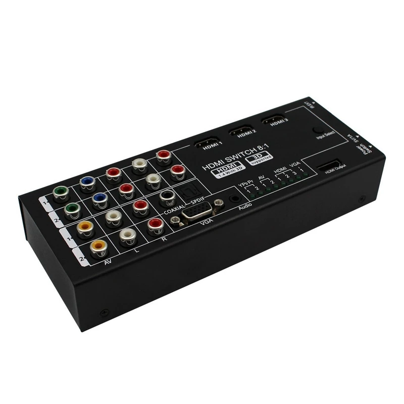 Цифровой Многофункциональный HDMI конвертер AV YPbPr VGA 8 порт в 1 выход 1080P Аудио Видео