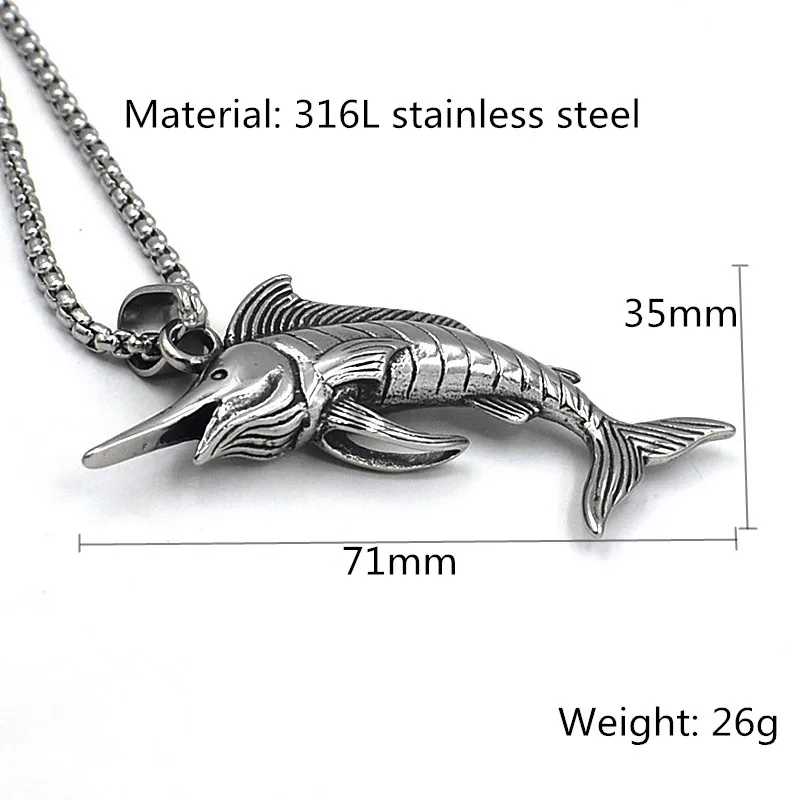 Мужское ожерелье с подвеской в виде рыбы из нержавеющей стали | Украшения и