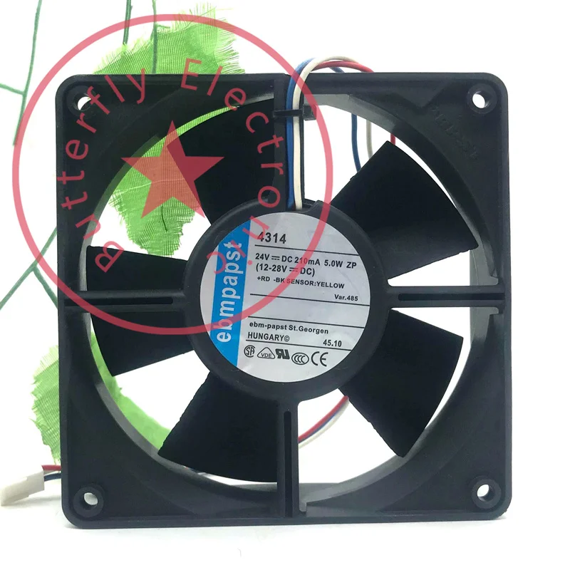 

Охлаждающий вентилятор, 24 В, 210 мА, 5 Вт, 4314, 12 см, 12025 х 120 х 25 мм