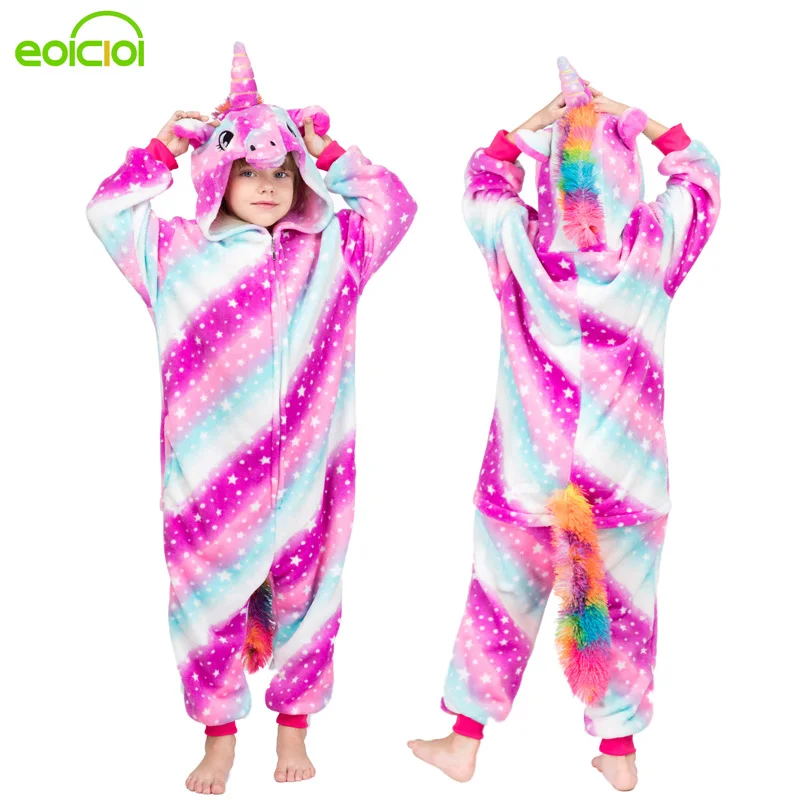 кигуруми детские пижамы для мальчиков девочек Onesies фланелевые животные единорог