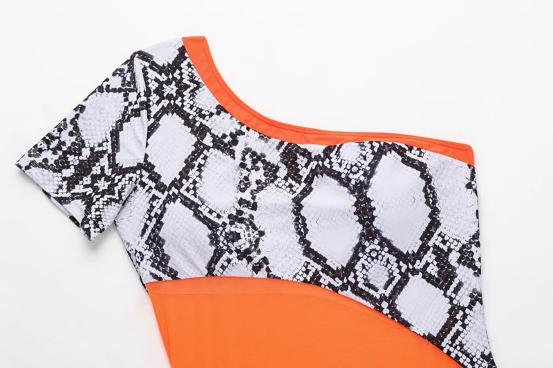 One Piece Swimsuit Women Mesh Patchwork Swimwear Off Shoulder Bathing Suit Snakeprint Monokini SeeThrough Bodysuit Sexy |