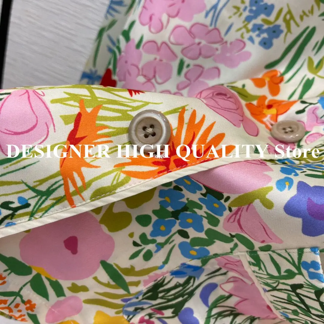 2021 New 2 Piece Set Women Pajama Suits Floral Print Lapel Long Sleeve Loose Shirt Blouse With Wide Leg Pants Suit Retro Pajamas