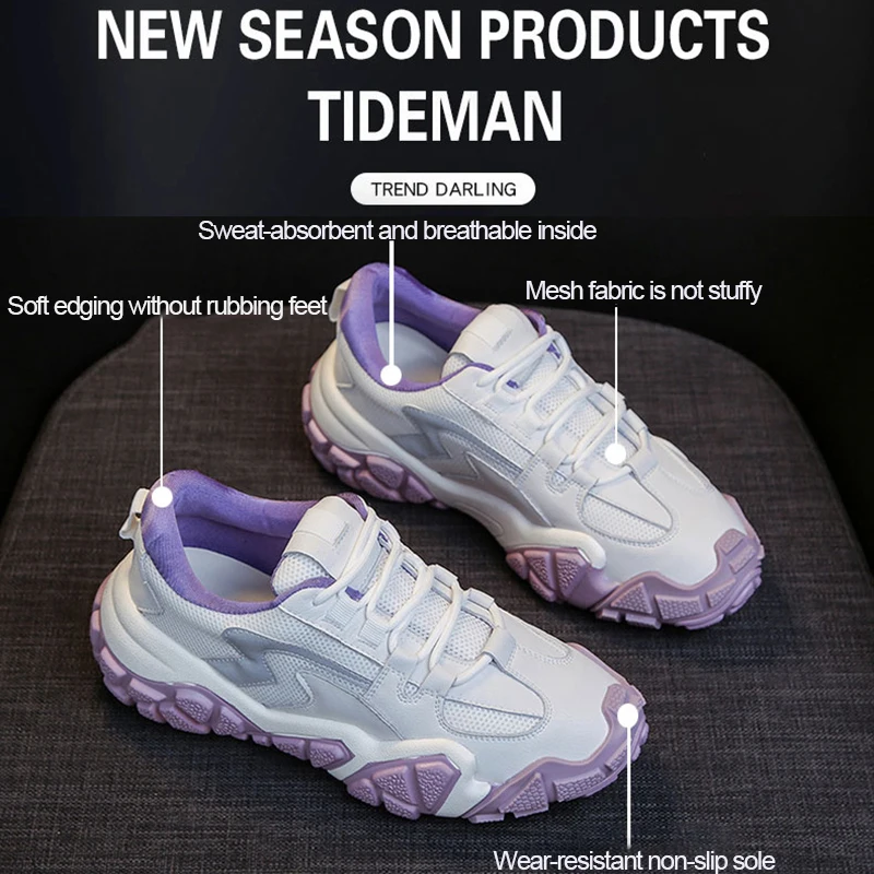 

Luxury Brand Women Running Shoes Reflective Thick Sole Sneakers Wear-Resistant Comfortable Platform Sport Shoes Walking Trainers