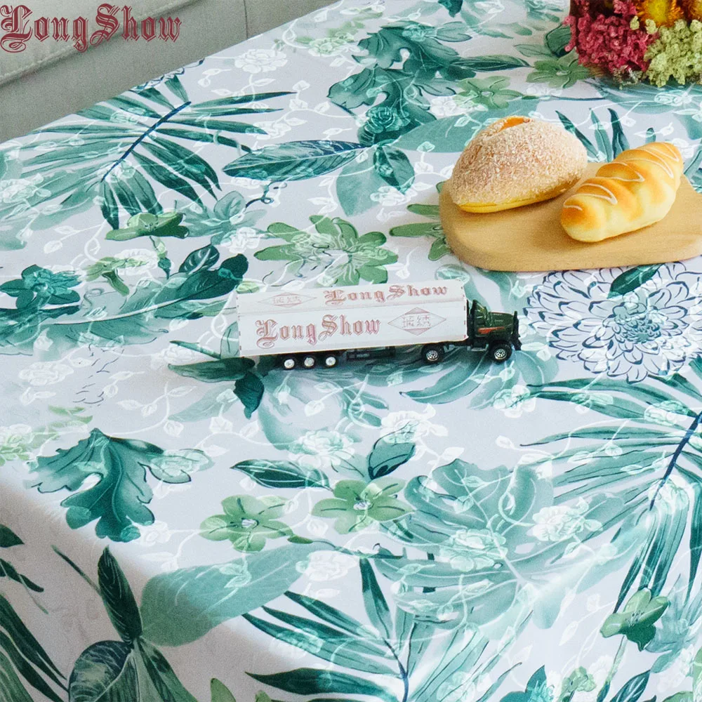 monstera deliciosa Необычная домашняя декоративная Изысканная жаккардовая скатерть розового цвета с белой кружевная ткань с широкой отделкой - Цвет: monstera deliciosa
