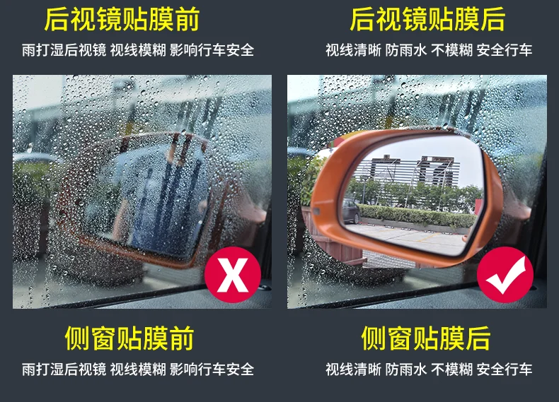 2 шт. противотуманная защитная пленка непромокаемый автомобильный на зеркало