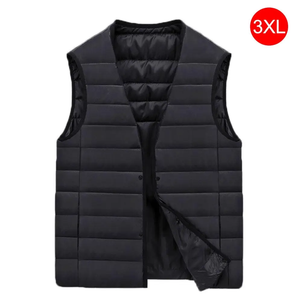 Smart Charging Heating Vest Men's Cotton Coat V-neck Graphene Carbon Fiber Heating Vest Jacket Winter Water Washable Heating Ves - Color: 3XL