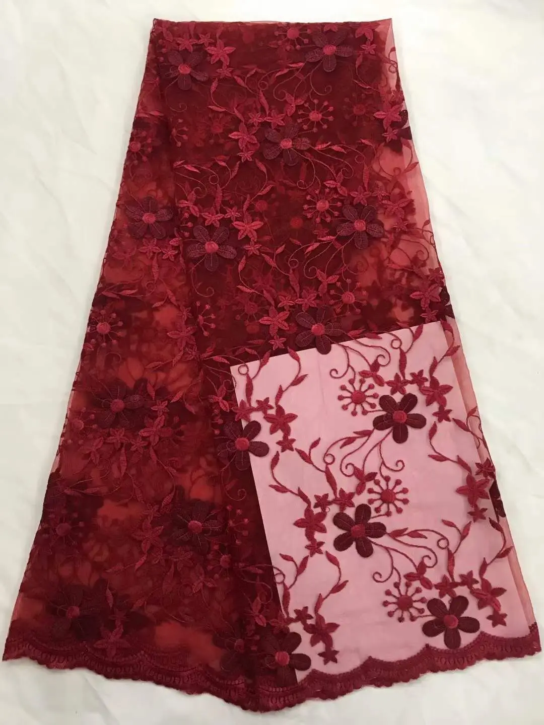 Бархатная нигерийская кружевная вышивка красный цвет Африканский французский