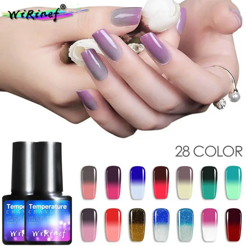 

WiRinef 28 Colors Nail Polish Color Changing Hybrid Varnish Nail Art Liquid Semi Permanent Waterproof Nail Gel TSLM1