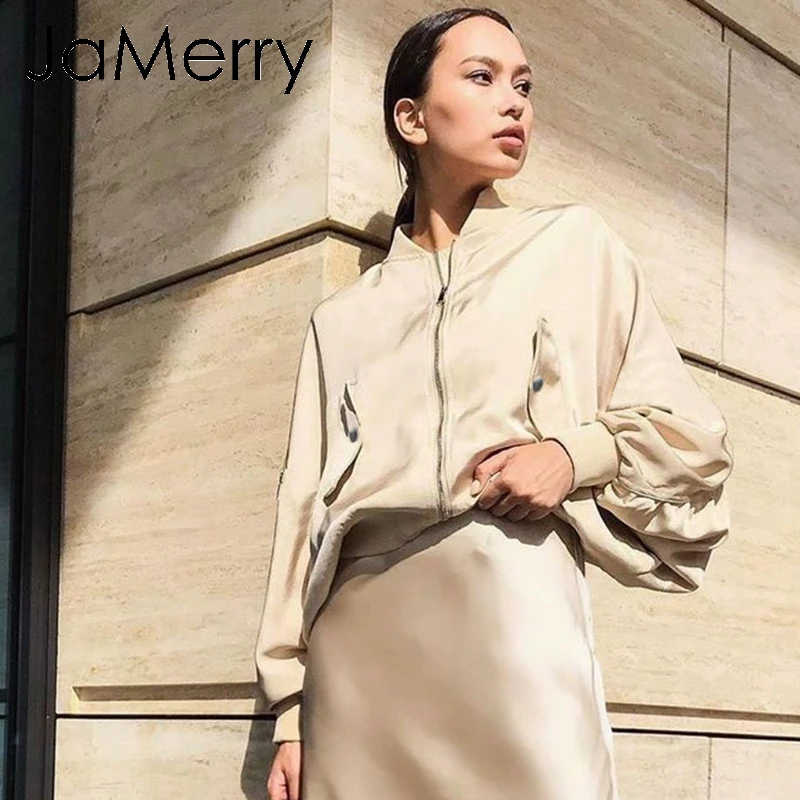 JaMerry/винтажная Женская Куртка harajuku с рукавами летучая мышь осенняя куртка бомбер
