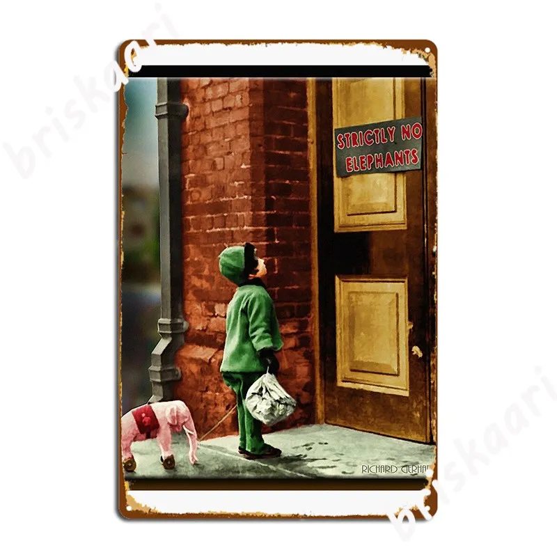 

No Elephants Poster Metal Plaque Create Wall Cave Mural Painting Party Tin Sign Posters