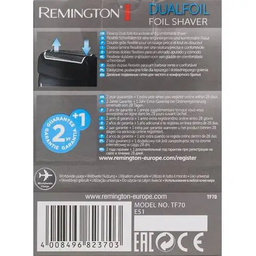 Электробритва для путешествий с двойной фольгой Ремингтон Tf70 | Бытовая техника