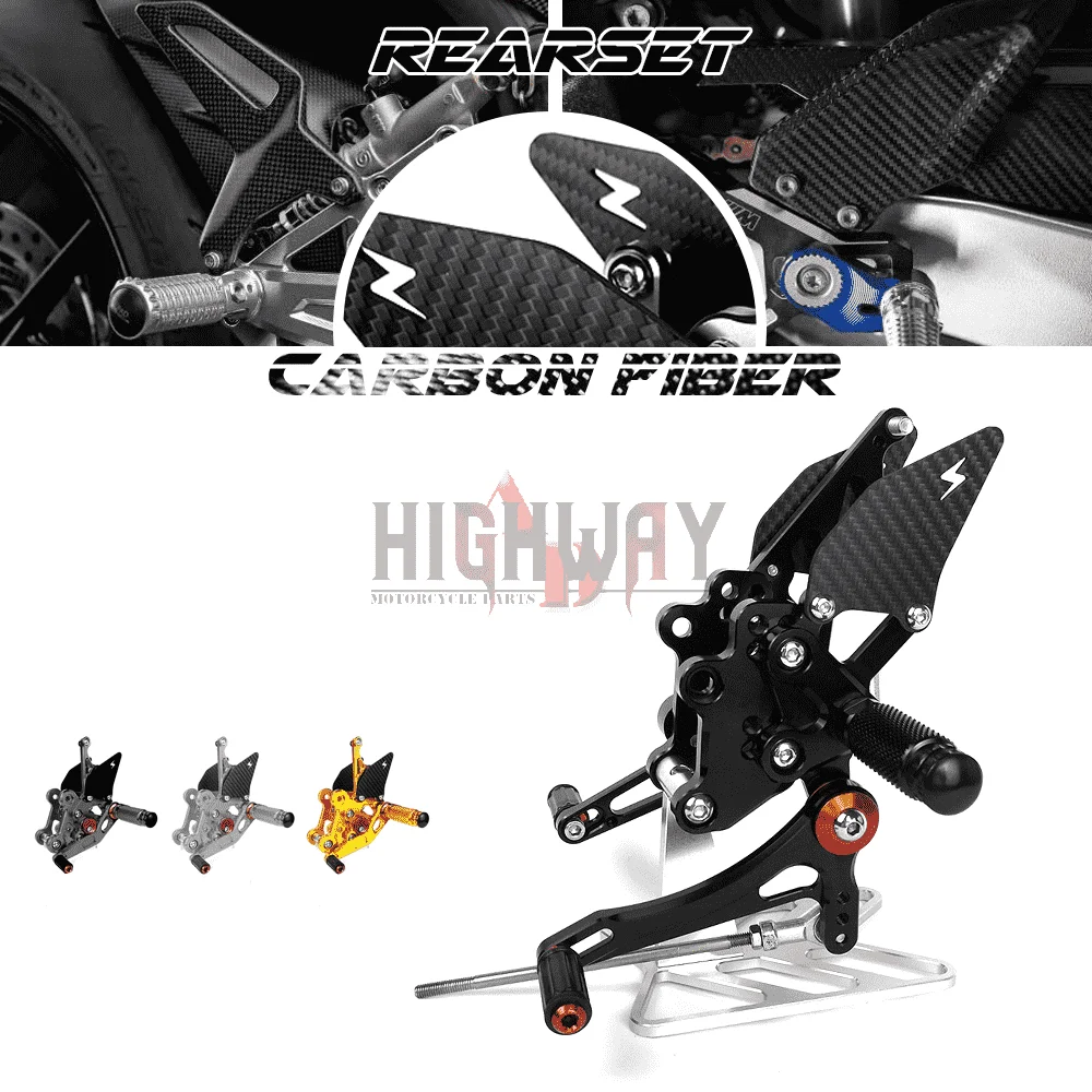 

Carbon Fiber & CNC Motorcycle Rear Set Footrest Pegs Rearset Accessories For KAWASAKI NINJA300 Z250 Z300